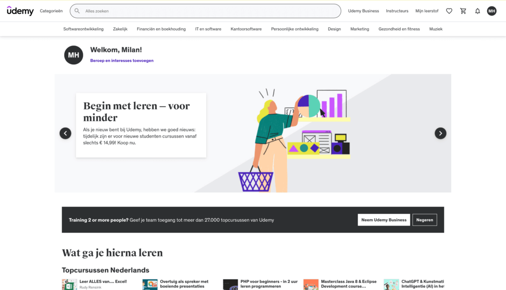Udemy waar je onze SEO cursus op kan vinden
