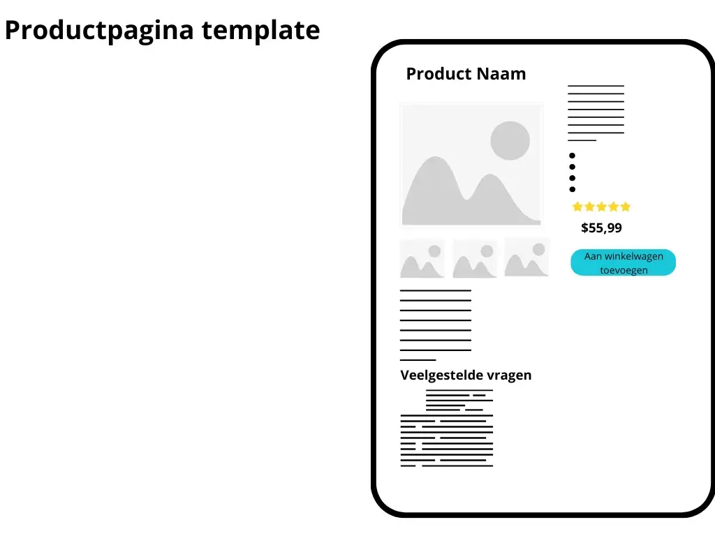 Productpagina template voor een e-commerce webshop.